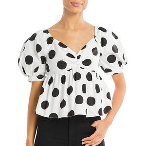 endless rose Dotted Puff Sleeve Blouse